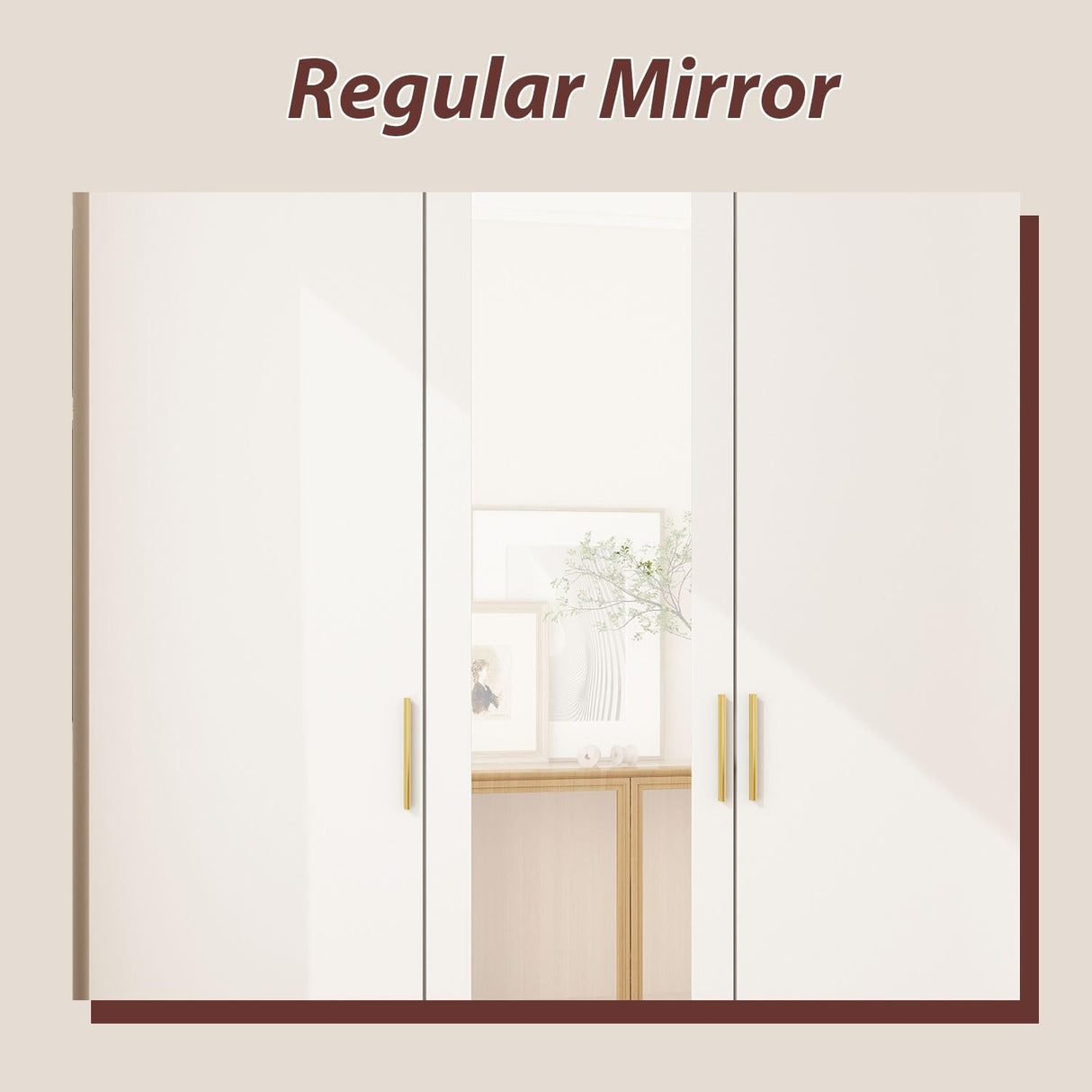 MOUMON 4 Door Wardrobe Armoire Closet with Mirror Door & Shelves, Armoire Wardrobe Closet with 2 Hanging Rods, Armoires and Wardrobes with 2 Drawers, White (63”W x 19.7”D x 70.9”H) MOUMON