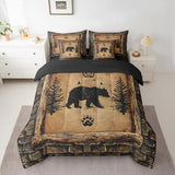Feelyou Kids Rustic Bear 7 Piece Bedding Set King Size Farmhouse Forest Animal Black Bear Comforter Set with Sheets Boys Girls Hunting Country Brown Bed in a Bag Feelyou