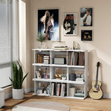 Emfogo Record Player Stand with Vinyl Record Storage, Turntable Stand Wall Mount Up to 80-100 Albums, 3-Compartment Vinyl Record Holder, White Emfogo