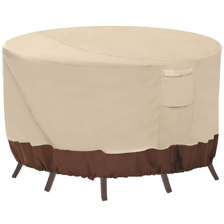 Vailge Round Patio Furniture Covers, 100% Waterproof Outdoor Table Chair Set Covers, Anti-Fading Cover for Outdoor Furniture Set, UV Resistant, 84"DIAx28"H, Beige & Brown Vailge