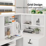 LEADZM Reception Desk, L Shaped Standing Front Desk Reception with Counter, Lockable Drawers & Adjustable Shelf for Salon Office, White(55.9"" W x 18.9"" D x 48"" H), LZRD001 LEADZM