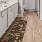 Machine Washable Boxes Design Non-Slip Rubberback 3x10 Traditional Runner Rug for Hallway, Kitchen, Bedroom, Living Room, 2'7" x 9'10", Boxes Multicolor Ottomanson