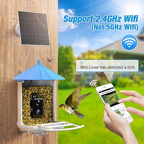 isYoung Smart Bird Feeder with Camera, Free AI Forever, Identify 11000+ Bird Species, Auto Capture Bird Videos & Solar Panel with 64G TF Card, Ideal - WoodArtSupply