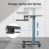BONTEC Mobile Standing Desk with Keyboard Tray, Mobile Podium, Rolling Laptop Sit Stand Desk on Wheels, Adjustable Height Desk Up to 33lbs, Portable Computer Workstation Cart for Living Room, Office BONTEC
