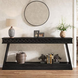 Tribesigns 70.9 Inch Long Console Table for Entryway, 2-Tier Farmhouse Entryway Table with Storage, Narrow Sofa Table Behind The Couch, Wood Accent Table for Hallway, Living Room, Foyer, Black Tribesigns