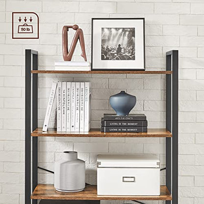 VASAGLE Industrial 6-Tier Bookshelf with Steel Frame - Rustic Brown and Black, Ample Storage for Home or Office - WoodArtSupply