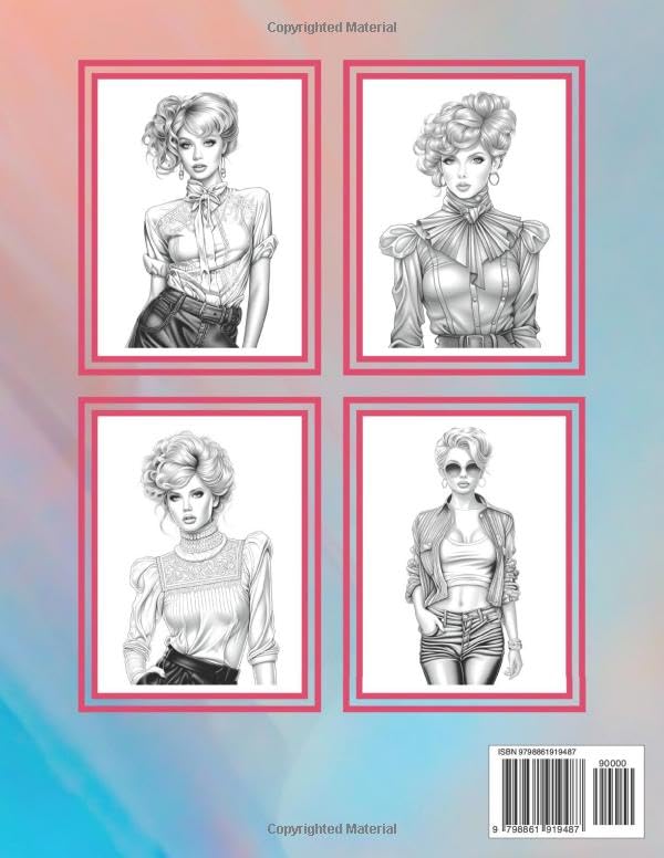 80s Retro Fashion Coloring Book: Revive the Radical Style: Coloring Fashion Trends of the 1980s (Adult coloring book)