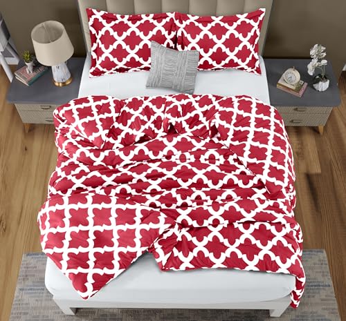 Queen Comforter Set 3 Piece Red by Utopia Bedding, Printed Comforters Queen Size, Bedding Comforters Sets, Down Alternative Soft Bed Set, 1 Comforter (88 x 88 inches) 2 Pillow Shams (20 x 26 inches) Utopia Bedding