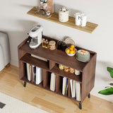 ChooChoo Record Player Stand, Turntable Stand with Vinyl Storage, Record Player Cabinet Up to 350 Albums, Cube Storage Organizer for Living Room, Walnut ChooChoo