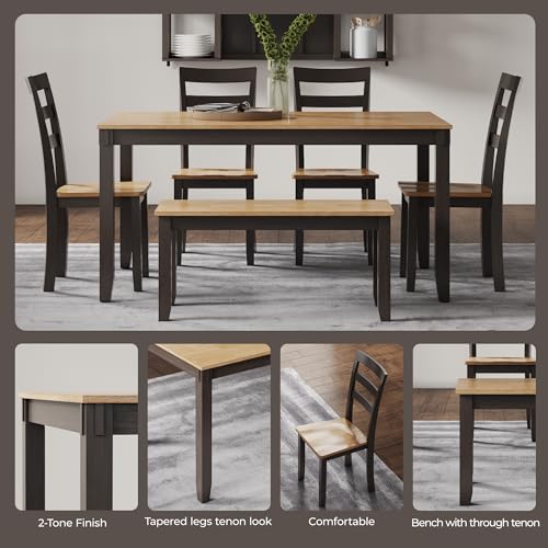Signature Design by Ashley Gesthaven Casual Dining Table with 4 Chairs and Bench, Set of 6, Light Brown & Dark Brown Signature Design by Ashley