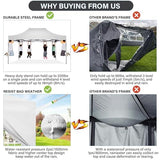 COBIZI 10x15 Pop Up Canopy with 4 Sidewall,Heavy Duty Canopy UPF 50+ All Season Wind Waterproof Commercial Outdoor Wedding Party Tents for Parties Gazebo with Carry Bag(10 x 15 ft White) COBIZI