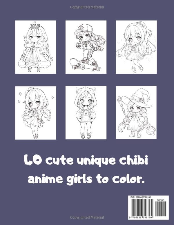 Chibi Anime Girls Coloring Book: Cute Anime Girls To Color For Teens & Adults (Anime Coloring Book)