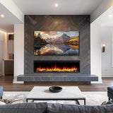 LegendFlame 72" W Smart Wall Mount & in Wall Recessed Electric Fireplace Insert, Heater 750W/1500W, Multi Colors of Flame & Fuel Bed, Alexa/Google Assistant Enabled Legend Flame