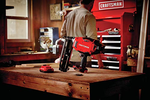 CRAFTSMAN V20 Cordless Finish Nailer Kit, Nail Gun, 16GA, 2-1/2 Nails, Battery and Charger Included (CMCN616C1) - WoodArtSupply