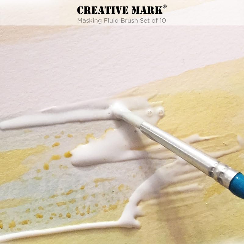 Creative Mark Masking Fluid Paint Brushes (Set of 10) - Watercolor Brushes Contains Synthetic Hair w/Short Wood Handles Creative Mark
