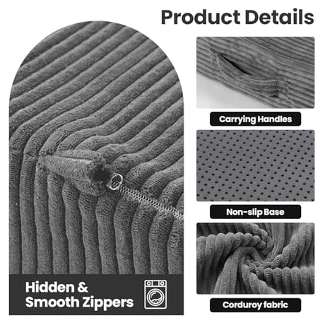 Erament 6-Inch Tri-Fold Mattress Full Size, Covertible Sofa Bed Foldable Futon Mattress with Handles & Non-Slip Bottom, Removable Machine Washable Corduroy Cover for Guest, Camping, Dorm Erament