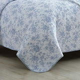 Laura Ashley - King Quilt Set, Soft & Reversible Cotton Floral Bedding with a Medium Weight Feel, 3 Piece Bed Set with Matching Pillowcases (Walled Garden Blue) Laura Ashley