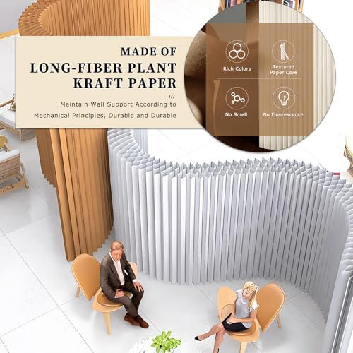 Paper Room Divider, Portable Room Dividers and Folding Privacy Screens, Divider for Room Separation, for Dorm Studio Office HKJBEQU