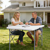 Lakhow 34" Square Folding Table with Resin Top, Plastic Folding Card Table with Collapsible Legs for Adults Indoor Outdoor Use, White Lakhow