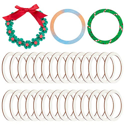 NBEADS 30 Pcs 125mm(4.9") Unfinished Wood Pieces Rings Shape, 100mm Inner Diameter Antique White Circle Ornaments Blank Handmade Round Wooden Slices for Painting Pyrography Christmas Tree Hom - WoodArtSupply