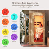 ENSTVER Infrared Wood Sauna 6.4Ft 1-2 Person, Luxury Full Spectrum Far Infrared Sauna Features Low EMF 1745w 7-Light Dynamic & Music Speakers, Canadian Hemlock Dry Indoor Saunas for Home & Gym ENSTVER