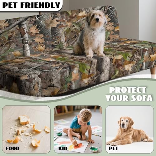NETILGEN Home Living Room Armless Futon Cover Sofa Bed Slipcover with Elastic Bands High Stretch Sofa Slipcover Machine Washable Oak Leaf Hunting Camo NETILGEN