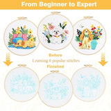 GLTAYLMY Cute Dogs Embroidery Kit for Beginners with Pattern and Instructions,3 Pack Cross Stitch Kits,1 Plastic Embroidery Hoops,Threads and Needles,Needlepoint Kit for Adults