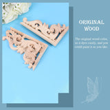 EXCEART 2Pcs Solid Wood Long Flower Piece Wall Applique Wood Carved Applique Door Wood onlays Onlay Applique Frame Furniture Wooden Appliques Corner EXCEART