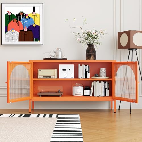 Fumedo Metal Storage Cabinet with Doors and Shelves,2 Door TV Stand,Accent Cabinet，Metal Locker&Sideboard Buffet Cabinet&Bookshelf&Cupboard for Home,Office,Living Room Fumedo