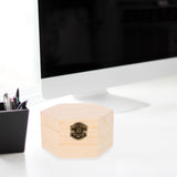 Cabilock Plain Unfinished Box, Hexagon Unpainted Wooden Jewelry Box Container, Wood DIY Storage Chest Treasure Case with Locking Clasp for Crafts, Art, Hobbies, Projects Cabilock