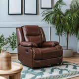 EBELLO Genuine Leather Manual Recliner Chair, Reclining Sofa Chair Couch for Living Room, Bedroom Furniture, Meeting Room, Brown EBELLO