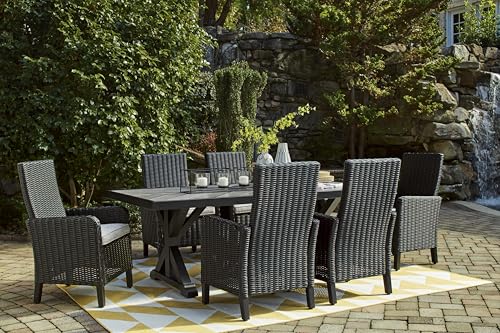 Signature Design by Ashley Beachcroft Casual Weather Resistant Outdoor Arm Chair with Cushion, Set of 2, Light Gray & Black Signature Design by Ashley