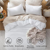 Bedsure Queen Comforter Set, White Soft Prewashed Bedding for All Seasons, 3 Pieces GentleSoft™ Bed Set, 1 Lightweight Comforter (90"x90") and 2 Pillowcases (20"x26") Bedsure