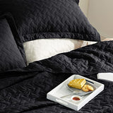 Bedsure Quilts Queen Size - Lightweight Bedspreads Queen Size with Basket Weave Pattern, Soft Quilt Bedding Set, Black Comforter Set Coverlet for All Seasons with 2 Pillow Shams (90" x 96") Bedsure