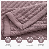 Oversized King Quilt Set 112"x106" – Soft Washed 3-Layer Lightweight California King Bedspread, Minimalist Nordic Design, All-Season Quilt Bedding (1 Quilt + 2 Pillow Shams), Twilight Mauve Purple KASENTEX
