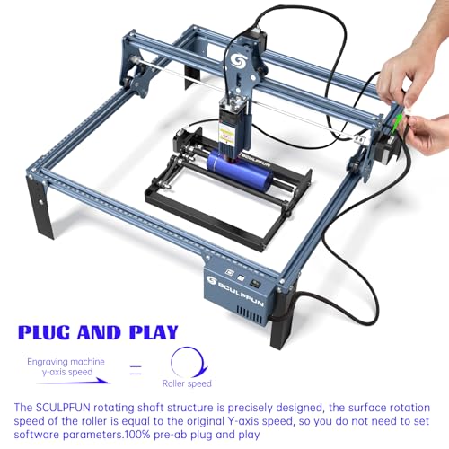 SCULPFUN Laser Rotary Roller, Laser Engraver Y-axis Rotary Module for Engraving Machine, 360° Engraving Cylindrical Objects Cans, Compatible with Most Laser Engraving Machines SCULPFUN