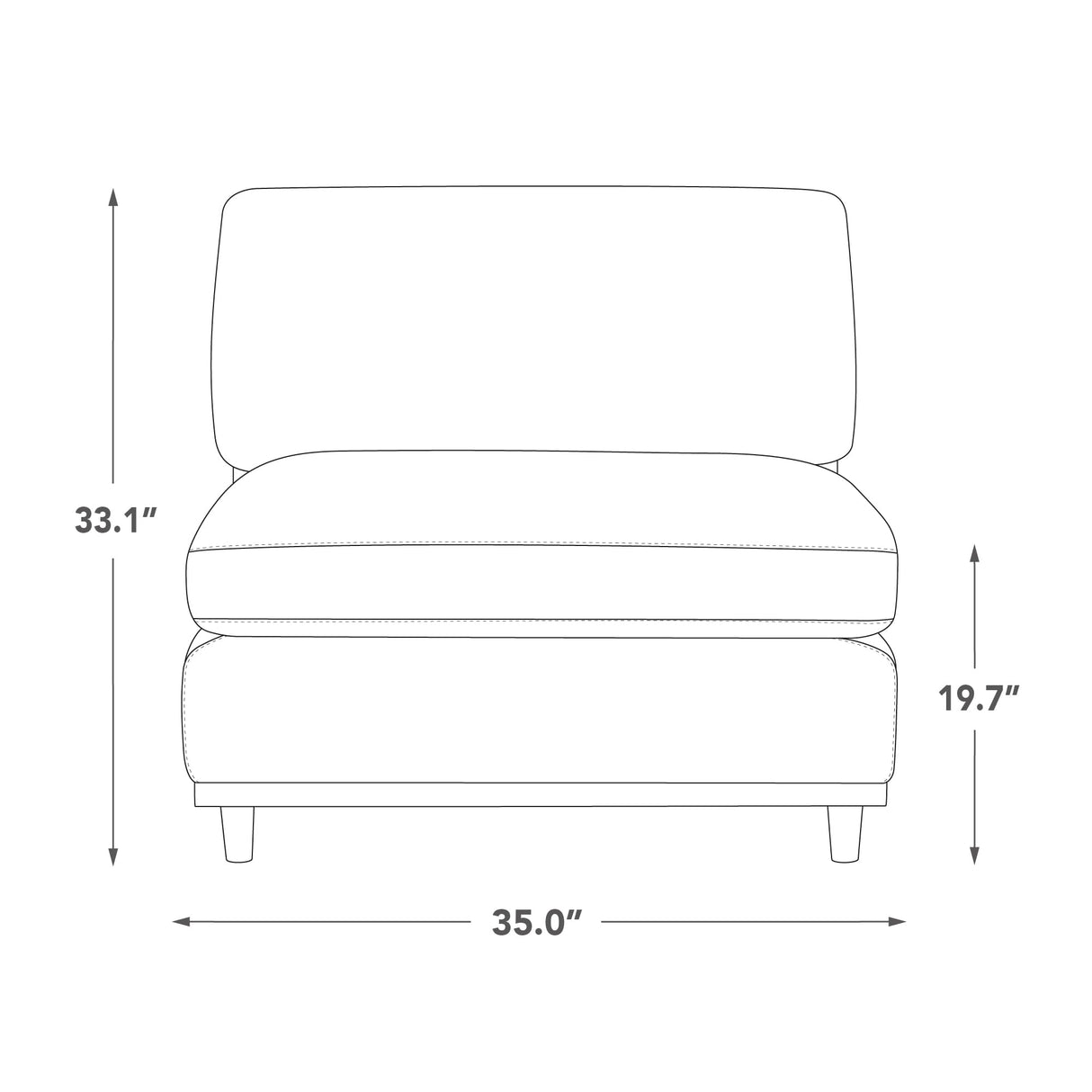 CHITA Modern Down Filled Upholstered Middle Armless Sofa for Sectional Modular Couch, Linen CHITA