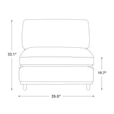 CHITA Modern Down Filled Upholstered Middle Armless Sofa for Sectional Modular Couch, Linen CHITA