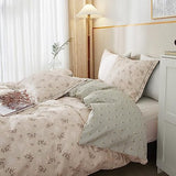 HighBuy Boho Floral Duvet Cover Full Cotton Aesthetic Bedding Set,Comforter Cover 3 Piece,Reversible Green Garden Lightweight,Soft,Zipper Closure,Breathable,All Season HighBuy