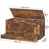 HOOBRO Storage Chest, Storage Trunk with Drawer, Wooden Storage Bench, Sturdy Entryway Bench Supports 220 lb, Shoe Bench, Safety Hinge, U-Shaped Opening, Easy Assembly, Rustic Brown FG710CW01 HOOBRO