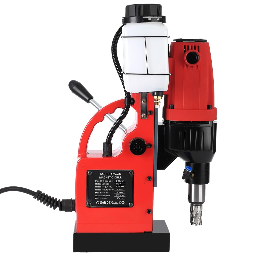 Magnetic Drill Press, 1100W 550RPM Portable Power Mag Drill Press, Magnetic Core Drilling Machine for Metal Working,14Pcs Annular Cutters Drill Bits - WoodArtSupply