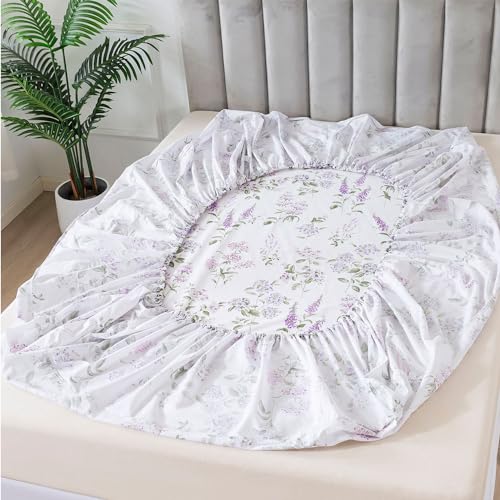 FADFAY Twin XL Botanical Sheets for College Percale Cotton Teal Green Leaves Patterned Bed Sheet Minimalist Bedding Dorm Room Soft Crisp & Cool Deep Pocket Fitted Sheet, 4Pc, Twin Extra Long Sheet FADFAY