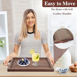 Geevon 2 Set Rustic Wooden Serving Tray with Handles, Large Wooden Ottoman Tray, Nesting Trays for Serving Food, Coffee Table, Stylish Farmhouse Decor Serving Trays, Brown Geevon