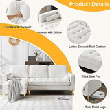 Karl home L-Shape Sectional Sofa Linen Fabric Sofa Couch Living Room Futon Couch with Reversible Chaise, Lattice Decored Seat Cushion, Beige Karl home