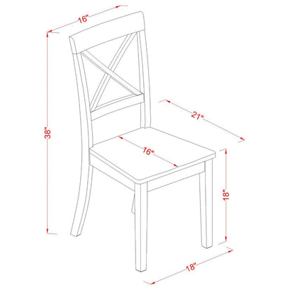 East West Furniture Boston Dining Room Cross Back Solid Wood Seat Chairs, Set of 2, Linen White - WoodArtSupply