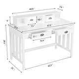 Yaheetech 47 in Large Writing Computer Desk with Drawers Home Office Desk, Wood Frame Secretary Desk for Home Office with Large Desktop, Modern Workstation with Removable Floating Organizer, White Yaheetech