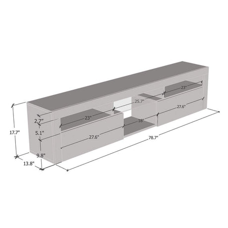 Meble Furniture Bari 200 TV Stand - Wall-Mounted Entertainment Center Console for Bedroom & Living Room TV Stand Upto 90" - Modern TV Floating Entertainment Center with Storage & LED Lights - Black MEBLE FURNITURE & RUGS