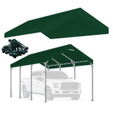 Rutile 12 x 20 FT Carport Replacement Cover, Heavy Duty Car Tarp Canopy Tent Replacement Top w/Ball Bungees Green (Only Top Cover, Frame is not Included) Rutile