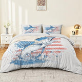 Aesthetic Duvet Cover Set White - Single 3-Piece Double-Sided Printed Bedding with Minimalist Fish Flag National Design, Ultra-Soft Microfiber Quilt Cover with Zipper for a Calm Generic