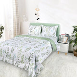 DILIMI Twin Comforter Set for Girls, Reversible 5 Pieces Comforter Twin Size Bed, Green Leaf Ultra Soft Twin Bedding Sets with Comforter, Flat Sheet, Fitted Sheet, 2 Pillowcase DILIMI